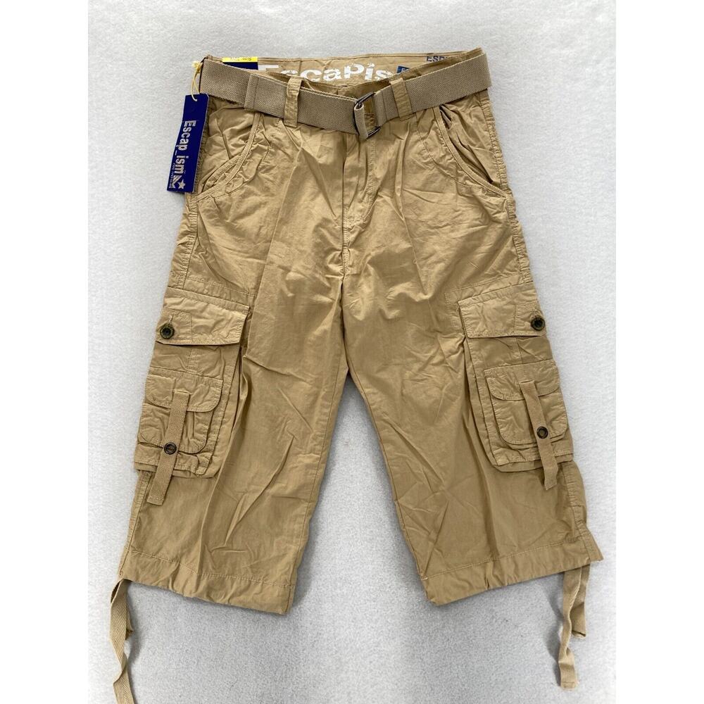 Vintage Escapism Cargo Shorts Mens 32 Beige Baggy Relaxed Skater Y2K Hip Hop NWT